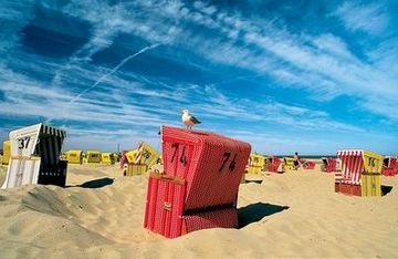 Langeoog : fauteuil-cabine avec mouette